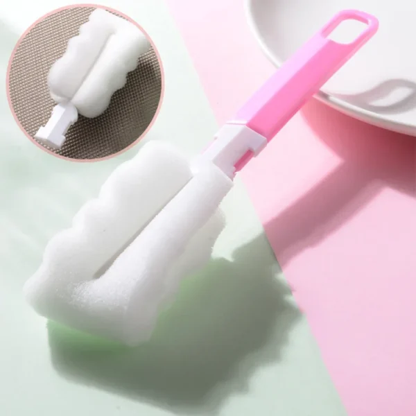 Sponge Handle Brush Foam Bottle Cup Glass Kitchen Car Baby Bottle Cleaning Baby Bottles, Water Bottles, Glass, Cups, Mugs - Image 2